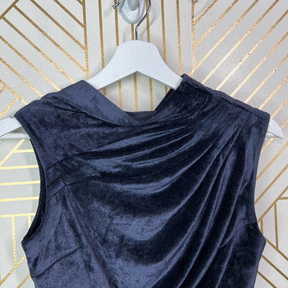 RTA Julie Draped Velvet Bodysuit in Navy - XS - Picture 3 of 11